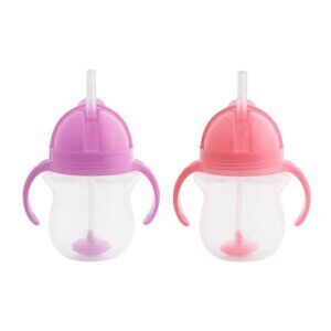 Straw Trainer Cup with Click Lock™ Lid, 7 Ounce, 2 Pack, Pink/Purple